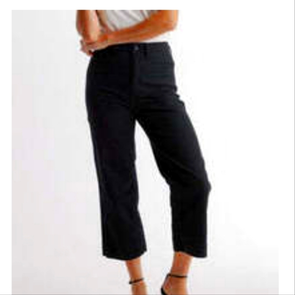 Quince BLACK Stretch Twill Cotton Wide Leg Pants